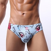 olcso Férfi alsónemű és zokni-Férfi 3 csomag Bugyik Spandex Mosható Kényelmes Nyomtatott Alacsony derekú Fehér+Sárga Kék piros