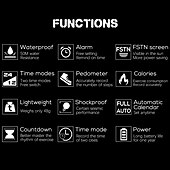 baratos Relógios Digitais-Relógio Digital Masculino Relógios Esportivos Masculinos Duplo Horário Pedômetro Despertador Impermeável 50M Relógio Digital Relógio Militar