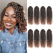 cheap Crochet Hair-Passion Twist Hair 12 Inch Water Wave Crochet Hair for Black Women Short Passion Twist Crochet Hair for Butterfly Locs 8 Packs Bob Spring Twist Hair Synthetic Curly Crochet Passion Twist Braiding Hair