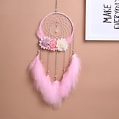billige Dekorative lys-led drømmefanger veggdekor batteridrevet kreativ veving fjær vindklokke lys hjem soverom jente rom dekorasjonslampe beste bursdagsgave til venner