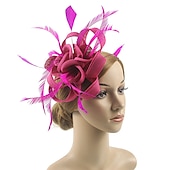 olcso Kalapok és fejdíszek-elbűvölő kentucky derby sapka fejfedők organza poliészter / poliamid fedora kalap fátyol sapka tea party lovasverseny hölgyek napi vintage stílusú vintage elegáns toll rátétekkel fejdísz