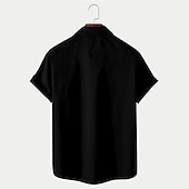 cheap Men's Bowling Shirt-Men's Musical Notes Summer Shirt Bowling Shirt Button Up Shirt Short Sleeve Fashion 1950s Casual Daily Music Festival Summer Turndown Print Blue Black Pink Green
