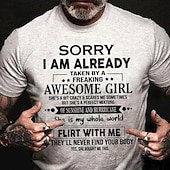 preiswerte Herren -Grafik -T -Shirt-Herren Grafik Buchstabe Tut mir leid, dass ich bereits von einem verdammt tollen, perfekten Mädchen verführt wurde T Shirt T-Shirt 100% Baumwolle Kurzarm Grafik Hemd Wein Schwarz Weiß Bequemes T-Shirt