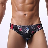olcso Férfi alsónemű és zokni-Férfi 3 csomag Bugyik Spandex Mosható Kényelmes Nyomtatott Alacsony derekú Fehér+Sárga Kék piros