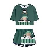cheap Cartoon &amp; Movie Character Graphic-One Piece Monkey D. Luffy Roronoa Zoro Outfits Shorts Crop Top Anime 3D Graphic For Women&#039;s Adults&#039; 3D Print