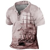 Χαμηλού Κόστους Ανδρικό Vintage Polo-Ανδρικά Ναυτικό Μπλουζάκια πόλο Πουκάμισο γκολφ Κοντομάνικο Μπλουζάκια πόλο Πουκάμισα με γιακά Βίντατζ Καθημερινό Ρούχα διακοπών Ρούχα σκάφους Ρούχα για πάρτι Κουμπιά 3D εκτύπωση