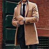 billiga Trenchcoat för män-Herr Vinterkappa Rock Trenchcoat Utomhus Företag Höst Vinter Polyester Håller värmen Ytterkläder Kläder Streetwear Ledigt Ensfärgat Kviltat Hakslag Enkelknäppt