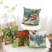 abordables Coussins, inserts et housses-van gogh double côté taie d&#039;oreiller 4 pc doux décoratif carré taie d&#039;oreiller taie d&#039;oreiller pour chambre salon canapé canapé chaise lavable en machine