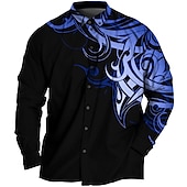 baratos Camisas masculinas plus size-Homens Tamanho Grande Camisa Social Grande e Alto Estampas Abstratas Aberto para a Lateral Imprimir Manga Longa Primavera Verão Esportes Moda Roupa de rua Designer Ao ar livre Rua Blusas