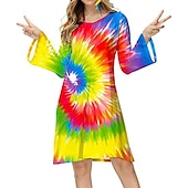 cheap Dresses-Hippie Retro Vintage 1970s Disco Dress Women&#039;s Costume Vintage Cosplay Party &amp; Evening Long Sleeve Dress Masquerade