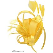 levne Fascinátoři-Čelenky Fascinátory Klobouky  Polyamidový klobouk Fedora Klobouk s plochým vrškem Podzimní svatba Městská párty  Večerní dovolená Čajová párty Dostih Vintage Elegantní s peřím Appliques Hlava