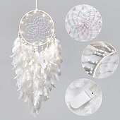 voordelige Decoratieve lichten-led dromenvanger witte veer kerstverlichting creatieve muur opknoping vakantie slaapkamer huis bruiloft balkon tuin decoratie windgong licht verjaardag zegen cadeau