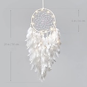 voordelige Decoratieve lichten-led dromenvanger witte veer kerstverlichting creatieve muur opknoping vakantie slaapkamer huis bruiloft balkon tuin decoratie windgong licht verjaardag zegen cadeau
