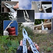 お買い得  クランプ＆プライヤー-スクリュードライバー、のこぎり、ナイフ、キャンプ用の栓抜き、戦術的、家庭用ツールを備えたステンレス製の折りたたみペンチ1組