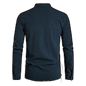 Χαμηλού Κόστους Business Casual-Ανδρικά λινό πουκάμισο Καλοκαιρινό πουκάμισο Casual πουκάμισο Πουκάμισο παραλίας Διακοπών Διακοπές Καθημερινά Γαλάζιο Μαύρο Χακί Σκούρο γκρι Κοντομάνικο Όρθιος γιακάς Ρούχα