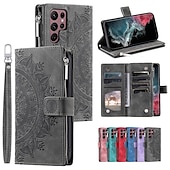 Недорогие Чехлы для Samsung-телефон Кейс для Назначение SSamsung Galaxy S23 S22 S21 S20 Plus Ultra A54 A34 A14 А73 А53 А33 A72 A71 A12 A32 A52 Samsung A13 5G A51 Кошелек для карт Флип Кошелек Молния Плитка ТПУ Кожа PU