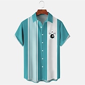 abordables Chemise de Bowling pour Hommes-Homme Rayé Boule de bowling Chemise Chemise de quilles Chemise boutonnée Manche Courte Sportif Mode Vêtement de rue Extérieur Casual du quotidien Eté Printemps Col rabattu Imprimer Bouton bas Jaune