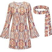 cheap Dresses-Hippie Retro Vintage Hippie 1970s Disco Dress Headpiece Women&#039;s Costume Vintage Cosplay Party &amp; Evening Dress Masquerade