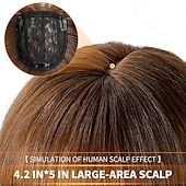 cheap Bangs-14 Hair Topper with Bangs Top Hairpieces Clip in Hair Extensions Straight Wiglet for Women with Thinning Hair