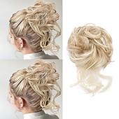 tanie Koki-kok treski potargane updo przedłużanie włosów z elastycznymi gumkami do włosów kręcone włosy kok scrunchle dla kobiet