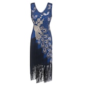 cheap Outfits-Retro Vintage Roaring 20s 1920s Flapper Dress Dress Outfits Necklace / Earrings The Great Gatsby Wedding Guest Sequins Tassel Fringe Women&#039;s Party / Evening Masquerade Wedding Reception Adults&#039; Dress