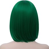 preiswerte Kostümperücke-grüne Perücken für Frauen 12&#039;&#039; kurze grüne Bob-Perücke mit Pony natürliche synthetische weiche Perücke süße farbige Perücken für St. Patrick&#039;s Day Party Halloween St. Patrick&#039;s Day Perücken
