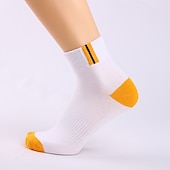 economico calzini da uomo-Per uomo 5 coppie Calzini Squadra di calcio Giallo Chiaro Nero Colore Color Block Da tutti i giorni Da mare Fine settimana Medio spessore Autunno inverno Top caldi