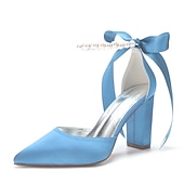 cheap Formal-Elegant Green Satin Ankle Strap Heels – Pointed Toe, Pearl Bow Detail, Block Heel Pumps for Women – Perfect for Weddings &amp; Parties