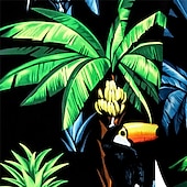 economico Uccelli &amp; Animali-Per uomo Palma Pappagallo Camicia Camicia hawaiana Camicia Aloha Manica corta Camicia Collo ripiegabile Tropicale Di tendenza Streetwear Informale Hawaiano Per eventi Verde / Nero S M L
