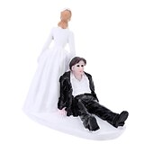 voordelige Bruiloftdecoraties-valentijnscadeau bruiloft hars cake topper mode cake topper poppen bruid en bruidegom hars beeldjes ornament bruiloft decor 13*10cm