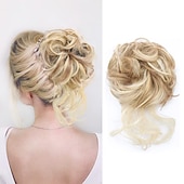 tanie Koki-kok treski potargane updo przedłużanie włosów z elastycznymi gumkami do włosów kręcone włosy kok scrunchle dla kobiet