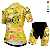 abordables Conjuntos de Ropa de Mujer-Mujer Maillot de Ciclismo con Culotte Manga Corta MTB Bicicleta Montaña Ciclismo Carretera Amarillo Azul Morado Graphic Bicicleta Licra Deportes Ropa