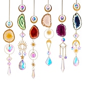 economico Acchiappasogni-fetta di agata geode cristallo sun catcher, creatore di arcobaleno, prisma finestra di cristallo appeso, strega suncatcher windchime wall decor, boho home decor