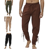 baratos calça casual-Homens Corredor Calças Calça casual Com Cordão Cintura elástica Côr Sólida Palco Streetwear Moda Punk e gótico Ajuste Largo Preto Branco