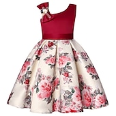billige Festkjoler-Barn Jente Festkjole Blomstret Ermeløs Ytelse jubileum Halter Knyte knute Elegant Bedårende Søt Bomull Knelang Festkjole Floral kjole Sommer Vår 3-13 år Vinrød Rosa Blå