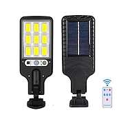 abordables Lampadaires-2 pack lampadaires solaires capteur de mouvement extérieur led appliques murales projecteurs télécommande solaire lampadaire étanche à induction lampe de jardin applique de jardin lampe de jardin