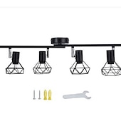 cheap Ceiling Lights-LED Ceiling Light Rotatable 4 Way Adjustable Retro Ceiling Spotlights Black Metal Caged Shades Spotlight Fitting for Kitchen Living Room Bedroom (No Bulbs)