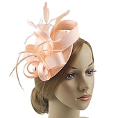 levne Fascinátoři-Čelenky Fascinátory Klobouky  Polyamidový klobouk Fedora Klobouk s plochým vrškem Podzimní svatba Městská párty  Večerní dovolená Čajová párty Dostih Vintage Elegantní s peřím Appliques Hlava