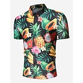 preiswerte Essen &amp; Getränke-Herren Frucht Ananas Hemd Hawaiihemd Sommerhemd Aloha-Shirt Kurze Ärmel Hemd Umlegekragen Tropisch Hawaiianisch Designer Outdoor Strasse Casual Grün / Schwarz Weiß Rosa 3D-Druck S M L