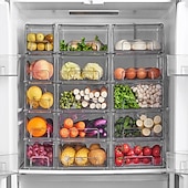 economico Stoccaggio cucina-frigorifero cassetto portaoggetti pannello divisorio scatola portaoggetti verdura e frutta scatola per la conservazione della freschezza domestica grande capacità di stoccaggio trasparente