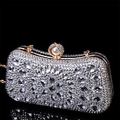 olcso Retikülök és estélyi táskák-női többszínű kristályos estélyi clutch – luxus strasszos kézitáska gyöngykapoccsal és láncpánttal gálákra, esküvőkre és hivatalos eseményekre