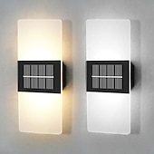 cheap Outdoor Wall Lights-2pcs Solar Wall Lights 2 Modes Lighting Outdoor Waterproof LED Wall Lamp Intelligent Light Control Garden Fence Lights Solar Lamp Courtyard Street Landscape Light