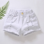 זול מכנסיים וחצאיות-ילדים בנות שורטים צבע אחיד פעיל חלול חיצוני בָּחוּץ כותנה 3-7 שנים קיץ שחור לבן צהוב