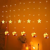ieftine Lumini de decorare Ramadan-decorațiuni luminoase ramadan kareem lumini de decorare eid led 3m islam musulman moschee castel perdele lumini decorare eid mubarak priză UE