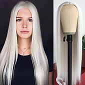 abordables Pelucas de fiesta-Pelucas verdes peluca sintética larga recta verde irlandés resistente al calor sin frente de encaje con cabello de bebé peluca sin pegamento para fiesta de San Patricio cosplay para mujeres de moda