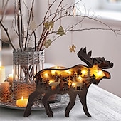 Недорогие Декоративные огни-Деревянные украшения в виде животных, светодиодный светильник, 3d полая резьба, домашний декор, фигурки, ремесла, офисный стол, украшения для спальни, аксессуары