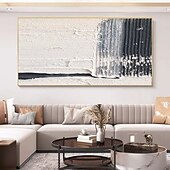 cheap Abstract Paintings-Oil Painting Handmade Hand Painted Wall Art  Black-White Abstract Canvas Painting Home Decoration Decor Stretched Frame Ready to Hang