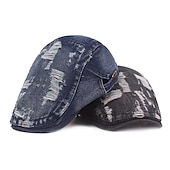 economico Cappelli da uomo-Per uomo Cappello basco Nero Blu Jeans Strappato La moda Streetwear Moda La moda degli anni '20 Esterno Giornaliero Per uscire Liscio Caldo