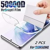 זול מגיני מסך ל-Samsung-2 סטים מגן מסך עבור סמסונג גלקסי S24 Ultra Plus S23 S22 S21 S20 Plus Ultra A54 A34 A14 A72 A52 A42 A71 A51 A31 TPU הידרוג&#039;ל סרט הידרוג קשיחות 9H ריפוי עצמי אנטי בועות נוגד טביעות אצבעות (HD