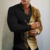 ieftine Cămăși de rochie pentru bărbați-Bărbați Cămașă Cămașă de Costum În aer liber Casual Roșu-aprins Albastru piscină Auriu Gri Manșon Lung Răsfrânt Toamna iarna Îmbrăcăminte Imprimeu